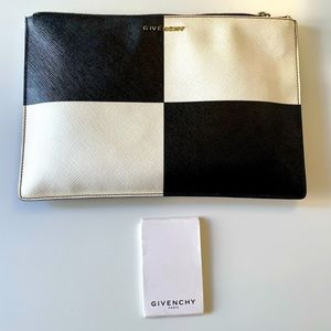 Givenchy black and white clutch with zipper closure
